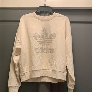 Adidas Cream Cropped Sweatshirt